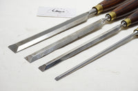 EXTRA FINE SET OF 4 CROWN TOOLS PARING CHISELS - 1/4" ~ 1"