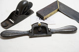 GOOD LOT OF 3 1800s TOOLS - STANLEY 103 PLANE, SQUARE, SPOKESHAVE