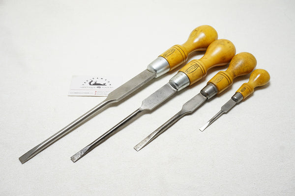 MINT SET OF 4 MARPLES BOXWOOD CABINETMAKERS SCREWDRIVERS - 6 3/4" ~ 16 1/4"