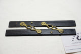 LOVELY SMALL EBONY & BRASS PARALLEL RULE WITH DECORATIVE HINGES