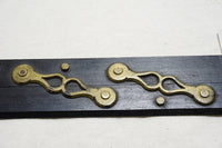 LOVELY SMALL EBONY & BRASS PARALLEL RULE WITH DECORATIVE HINGES