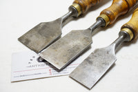 NICE SET OF 3 LARGE ESKILSTUNA BUTT TANG CHISELS - 1 1/4 ~ 1 3/4" - E A BERG