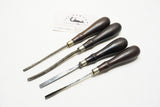 FINE SET OF 4  ROSEWOOD HANDLED CARVING CHISELS