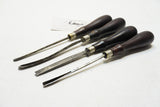 FINE SET OF 4  ROSEWOOD HANDLED CARVING CHISELS