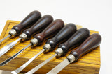 OUTSTANDING SET OF 6 FLEMISH NO. 1 CARVING TOOLS IN BOTH ORIGINAL BOXES