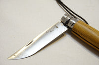 MINTY OPINEL NO. 08 KNIFE WITH WILKINSON SWORD STROP + ARKANSAS STONE