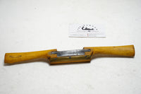 FINE JOHN HALL BOXWOOD SPOKESHAVE WITH BRASS WEAR PLATE - 2"