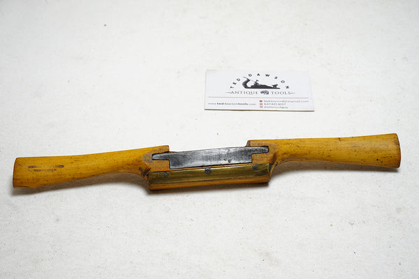 FINE JOHN HALL BOXWOOD SPOKESHAVE WITH BRASS WEAR PLATE - 2"