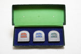 MINT SALESMAN SAMPLE BOXED 3 TAPE MEASURE SET OF EVANS 'WHITE-TAPES'