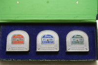 MINT SALESMAN SAMPLE BOXED 3 TAPE MEASURE SET OF EVANS 'WHITE-TAPES'