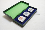 MINT SALESMAN SAMPLE BOXED 3 TAPE MEASURE SET OF EVANS 'WHITE-TAPES'