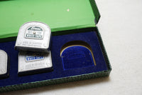 MINT SALESMAN SAMPLE BOXED 3 TAPE MEASURE SET OF EVANS 'WHITE-TAPES'