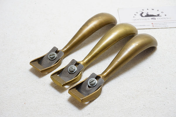 MINTY SET OF 3 RARE BRONZE HANDLED LUTHIER PLANES BY ALDON