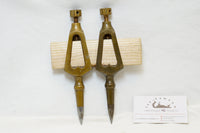 STUNNING LARGE EARLY BRASS TRAMMEL POINTS - HEART MOTIF