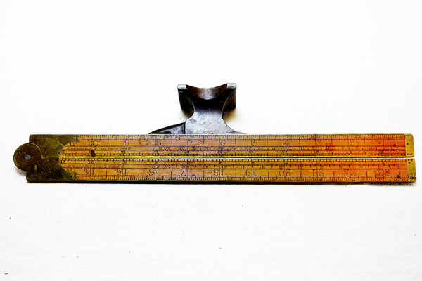RARE A. STANLEY & CO FULL BRASS BOUND GUNTER'S SLIDE ENGINEER'S RULE