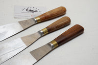 VERY FINE SET OF 3 JAMES OXLEY PLASTERERS' PALLET KNIVES