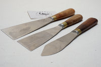 VERY FINE SET OF 3 JAMES OXLEY PLASTERERS' PALLET KNIVES