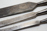 FINE SET OF 3 HEAVY PARING CHISELS - 1/4", 3/4", 1 1/2" - WITHERBY ETC
