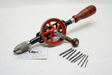 FINE MILLERS FALLS NO. 5 HAND DRILL WITH ORIG BITS