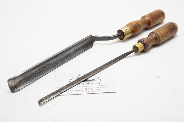 FINE PAIR OF LONG CRANK NECK GOUGES - 5/16" & 1"