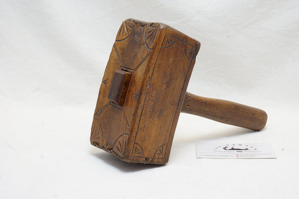 FABULOUS EARLY DECORATIVE CARVED BENCH MALLET