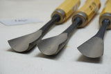 MASSIVE SET OF 3 ULMIA FISHTAIL GOUGES - ALL 1 1/4"