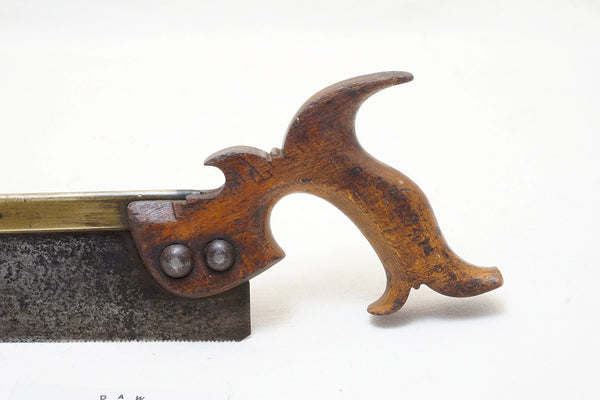 VERY UNUSUAL CA 1850 JAMES MARSH BRASS BACK SPLIT NUT SAW - DOUBLE CROWNS