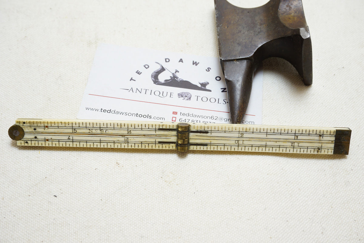 EXTRA FINE & EARLY UNMARKED STANLEY NO. 90 BRASS & IVORY RULE - 1FT 4 ...