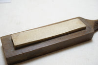 VERY FINE GRIT SHARPENING STONE IN WALNUT HANDLED CASE - COTICULE(?)