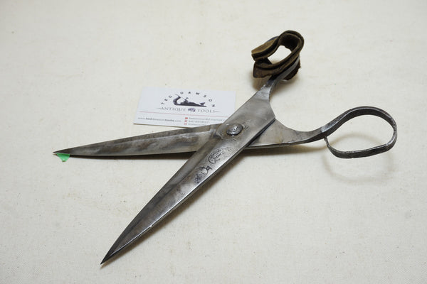 PRIMITIVE WROUGHT IRON SHEARS / SCISSORS - COOL ROOSTER STAMP