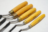 FINE SET OF MARPLES CRANK NECK PARING GOUGES - BOXWOOD