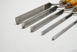 FINE SET OF MARPLES CRANK NECK PARING GOUGES - BOXWOOD