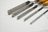 FINE SET OF MARPLES CRANK NECK PARING GOUGES - BOXWOOD