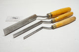 2 FINE UNCOMMON MARPLES CRANK NECK PARING CHISELS - BOXWOOD HANDLES