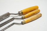 2 FINE UNCOMMON MARPLES CRANK NECK PARING CHISELS - BOXWOOD HANDLES