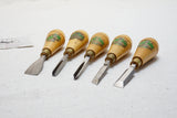 UNCOMMON SET OF 5 FINE HENRY TAYLOR PALM CARVING CHISELS