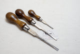 FINE SET OF 3 ENGLISH CABINETMAKERS SCREWDRIVERS - 6", 9 1/2", 11 1/2"
