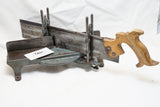 RARE & FINE SMALL ULMIA MITER BOX WITH ORIGINAL SAW