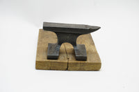 MINIATURE BRIDGE STYLE ANVIL ON WOOD BASE