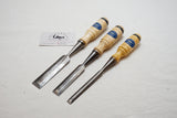 EXCELLENT SET OF 3 E A BERG ESKILSTUNA SWEDISH CHISELS