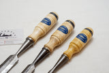 EXCELLENT SET OF 3 E A BERG ESKILSTUNA SWEDISH CHISELS