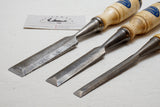 EXCELLENT SET OF 3 E A BERG ESKILSTUNA SWEDISH CHISELS