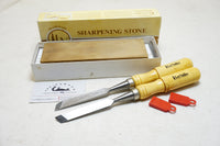 PAIR OF NOS LEE VALLEY SKEW CHISELS & JAPANESE WATER STONE