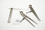 SET OF 3 MOORE & WRIGHT MACHINIST TOOLS - DIVIDER, CALIPER, DEPTH GAUGE