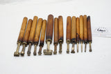EXCEPTIONAL SET OF 14 EARLY LEATHER / BOOKBINDING EMBOSSING STAMPS