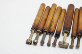 EXCEPTIONAL SET OF 14 EARLY LEATHER / BOOKBINDING EMBOSSING STAMPS