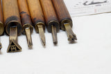 EXCEPTIONAL SET OF 14 EARLY LEATHER / BOOKBINDING EMBOSSING STAMPS