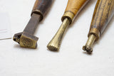 SET OF 3 EARLY LEATHER / BOOKBINDING EMBOSSING STAMPS