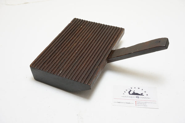 EARLY MAHOGANY CLAPBOARD MARKER - DOVETAILED HANDLE