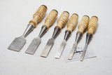 FINE SET OF 6 BERG ESKILSTUNA 1027 SOCKET BUTT CHISELS